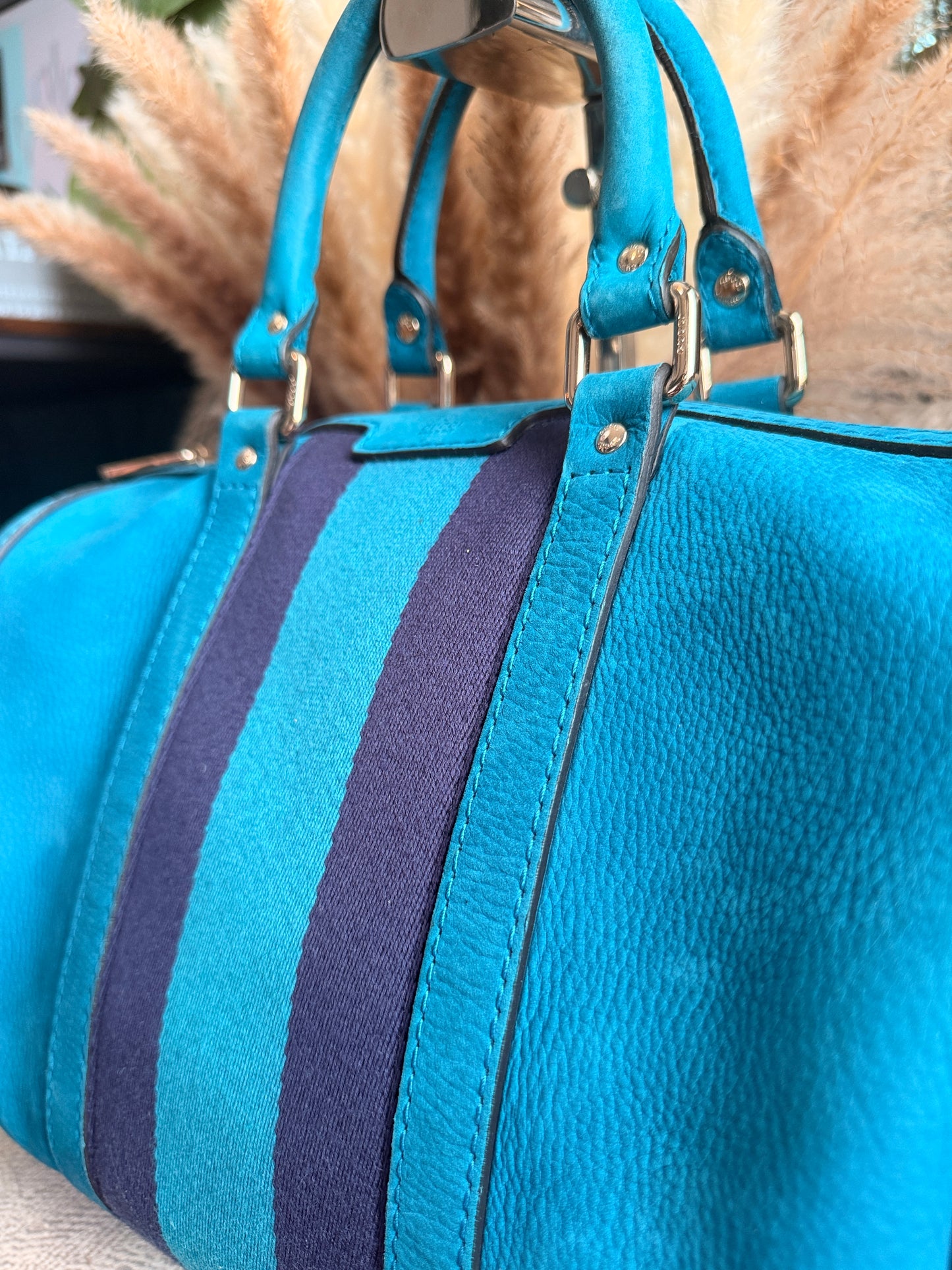 Gucci Nubuck Boston Bag with Adjustable Crossbody Strap