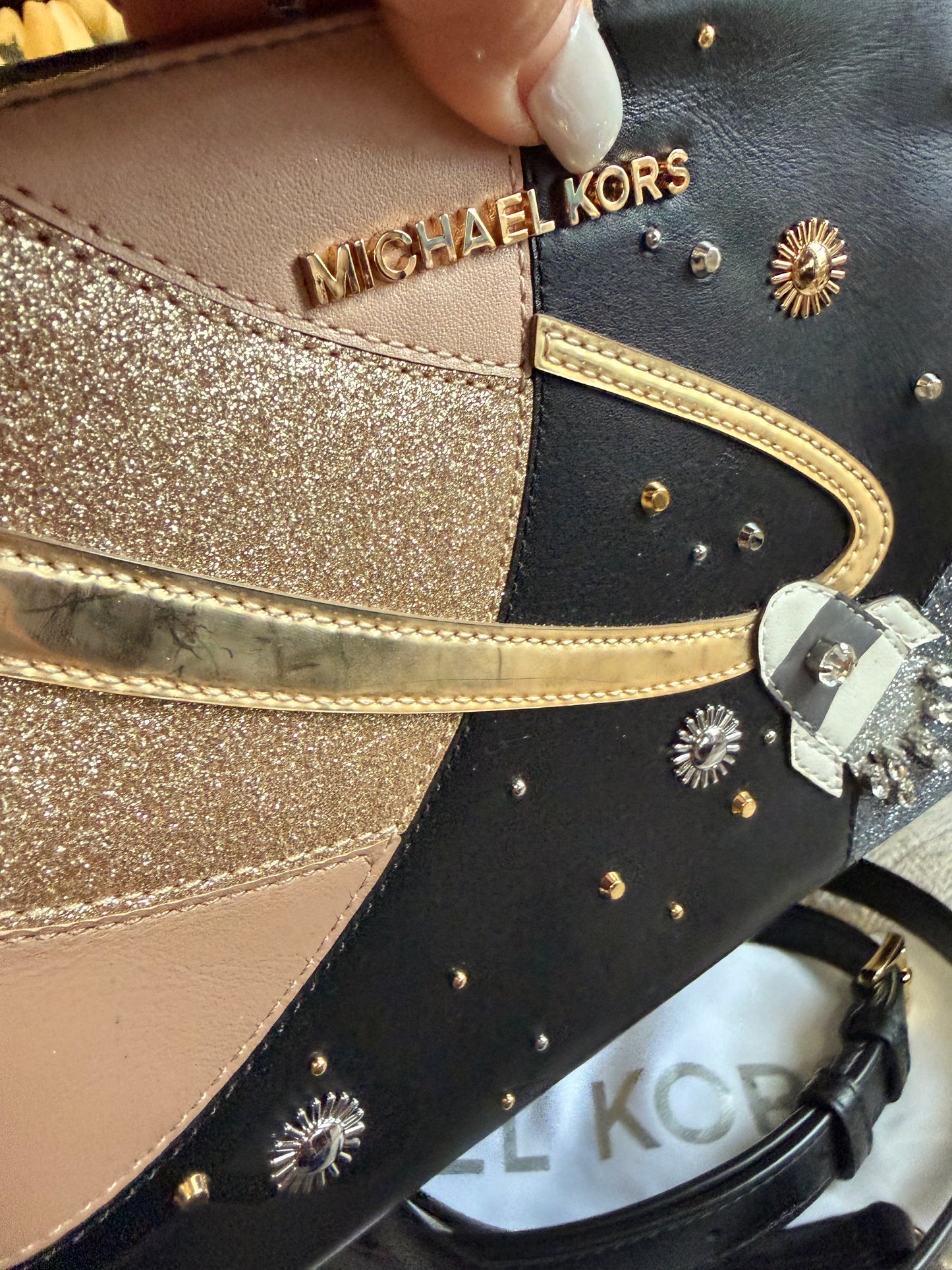 Michael Kors Studio Selma Black and Gold Rocket Bag Limited Edition