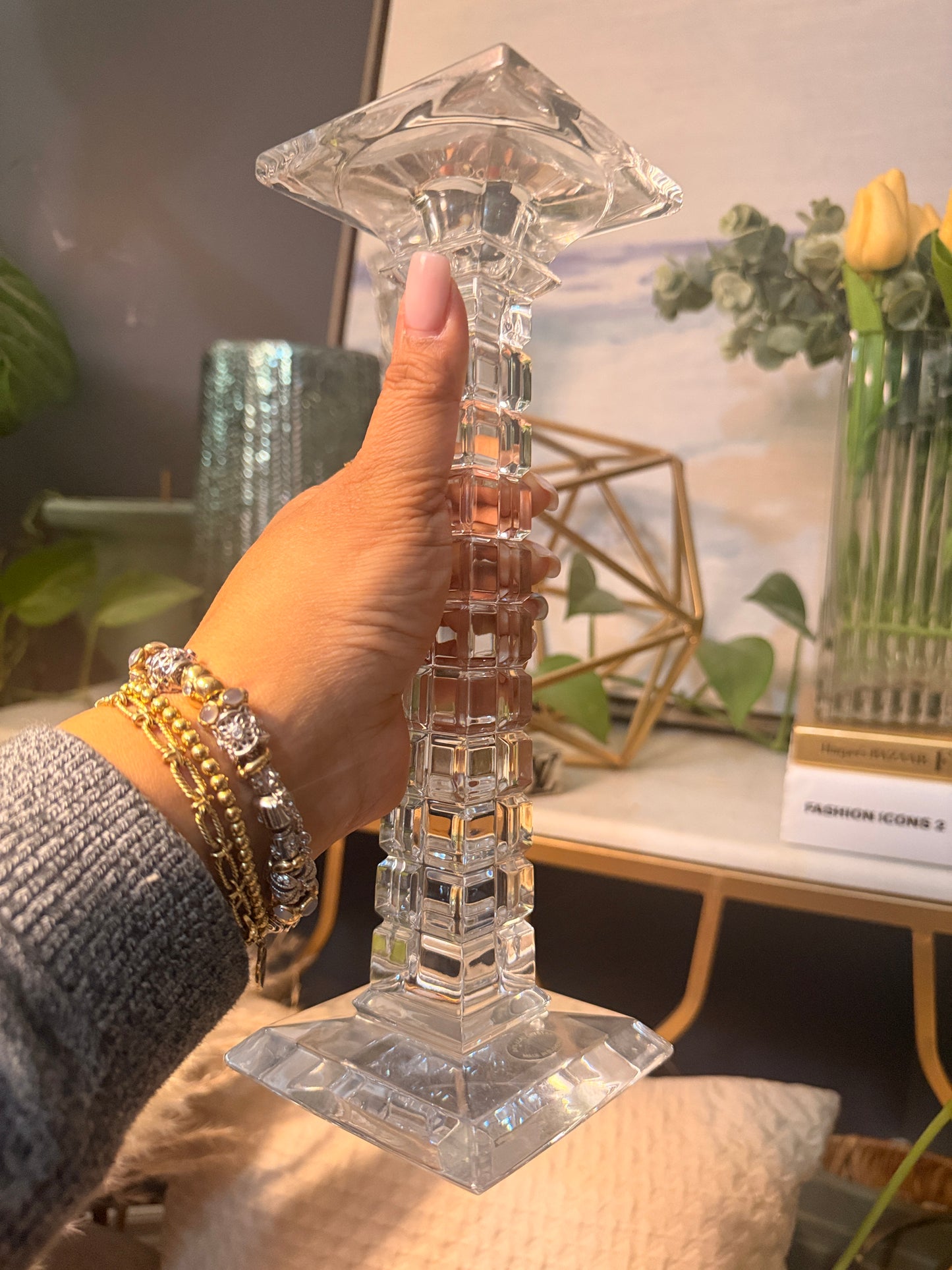 24% Lead Crystal Candle Holder