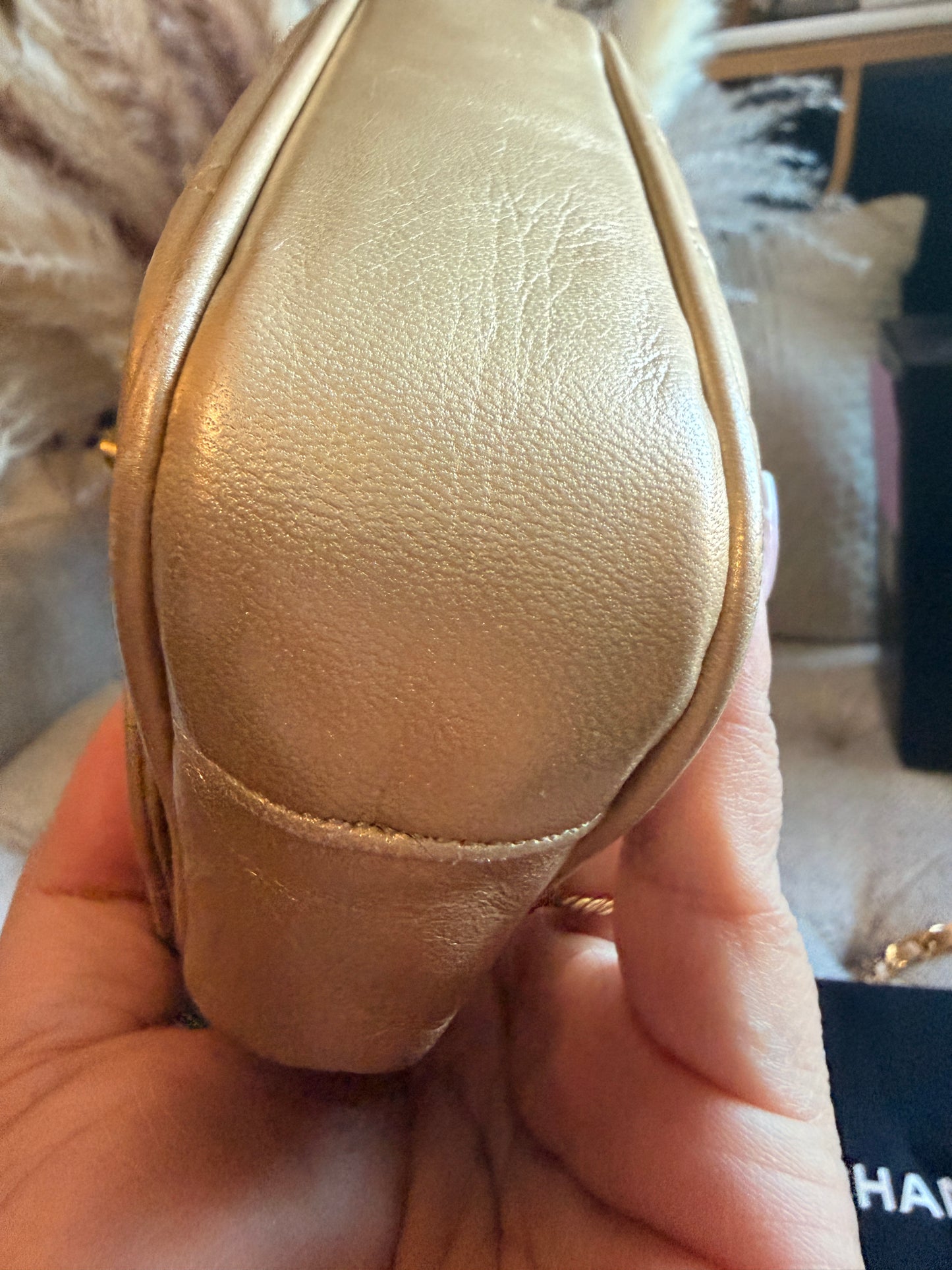 Chanel Metallic Lambskin Quilted Mini Flap in Gold
