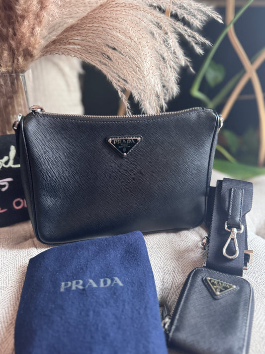 Prada Saffiano Crossbody with mini pouch