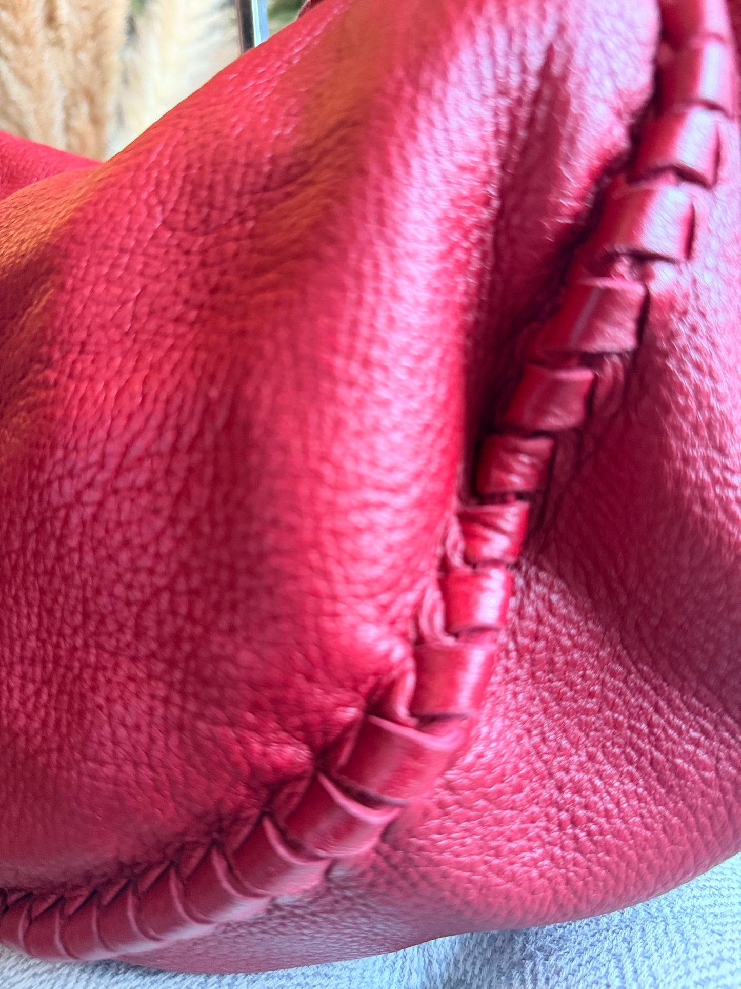 Bottega Veneta Red Cervo Leather Flap Bag