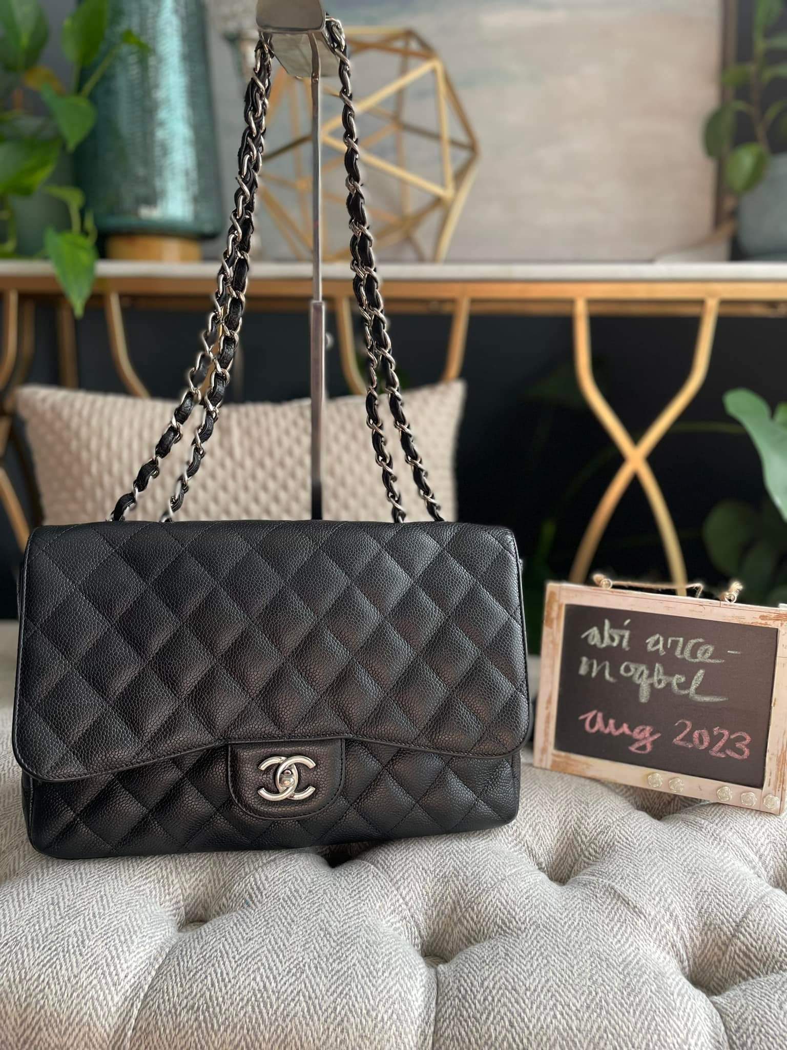 Chanel Ultra Stitch Flap Bag Quilted Calfskin Jumbo Gray Auction