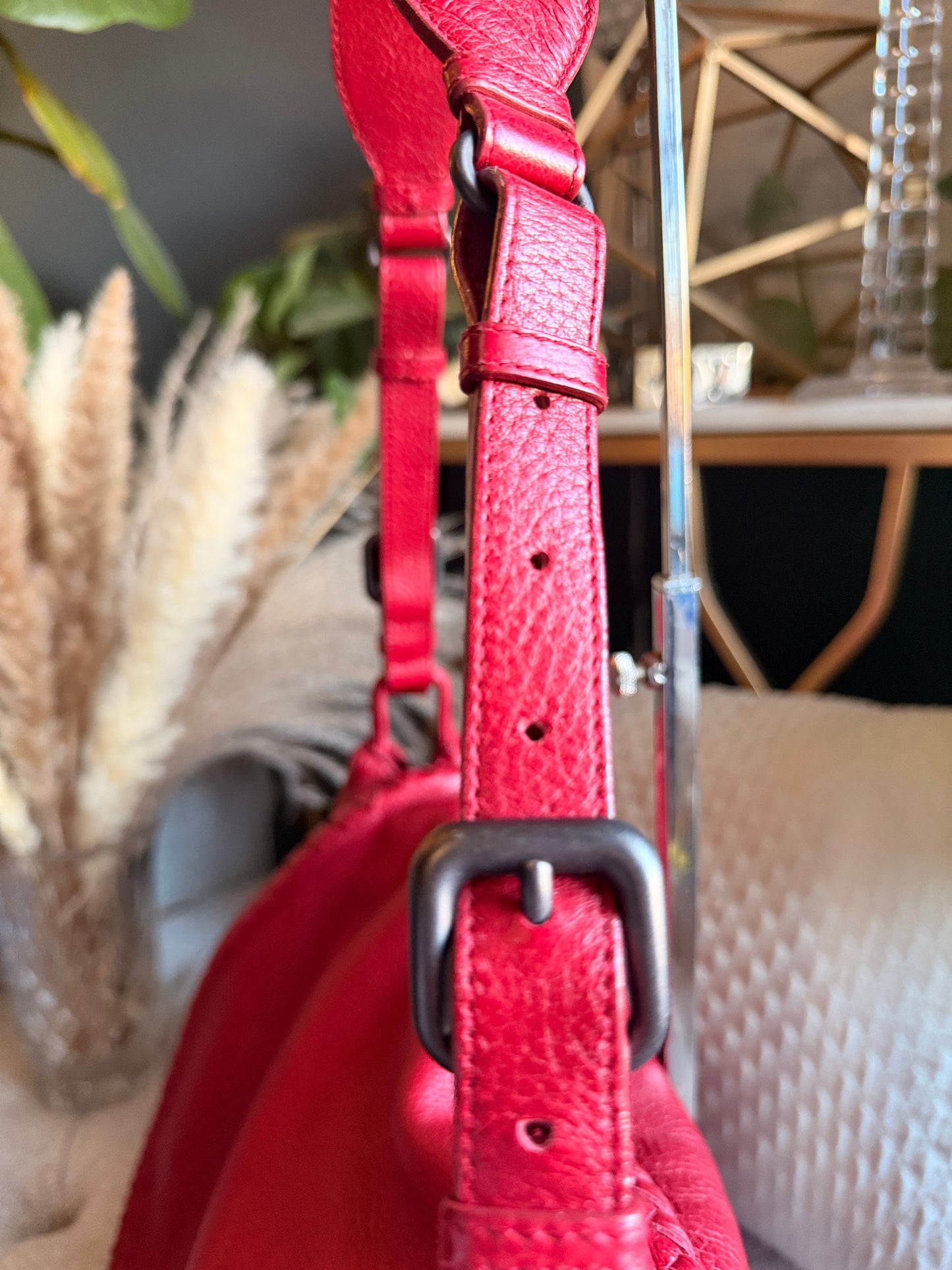 Bottega Veneta Red Cervo Leather Flap Bag