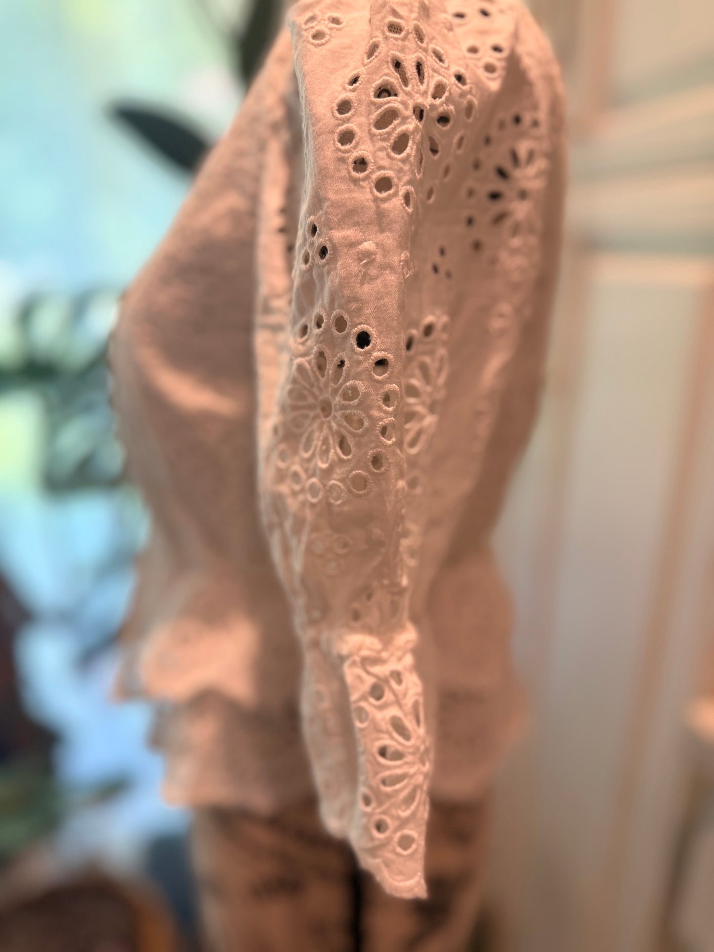 FRAME The Solstice Eyelet Blouse White XS Puff Sleeve Peplum RRP$544