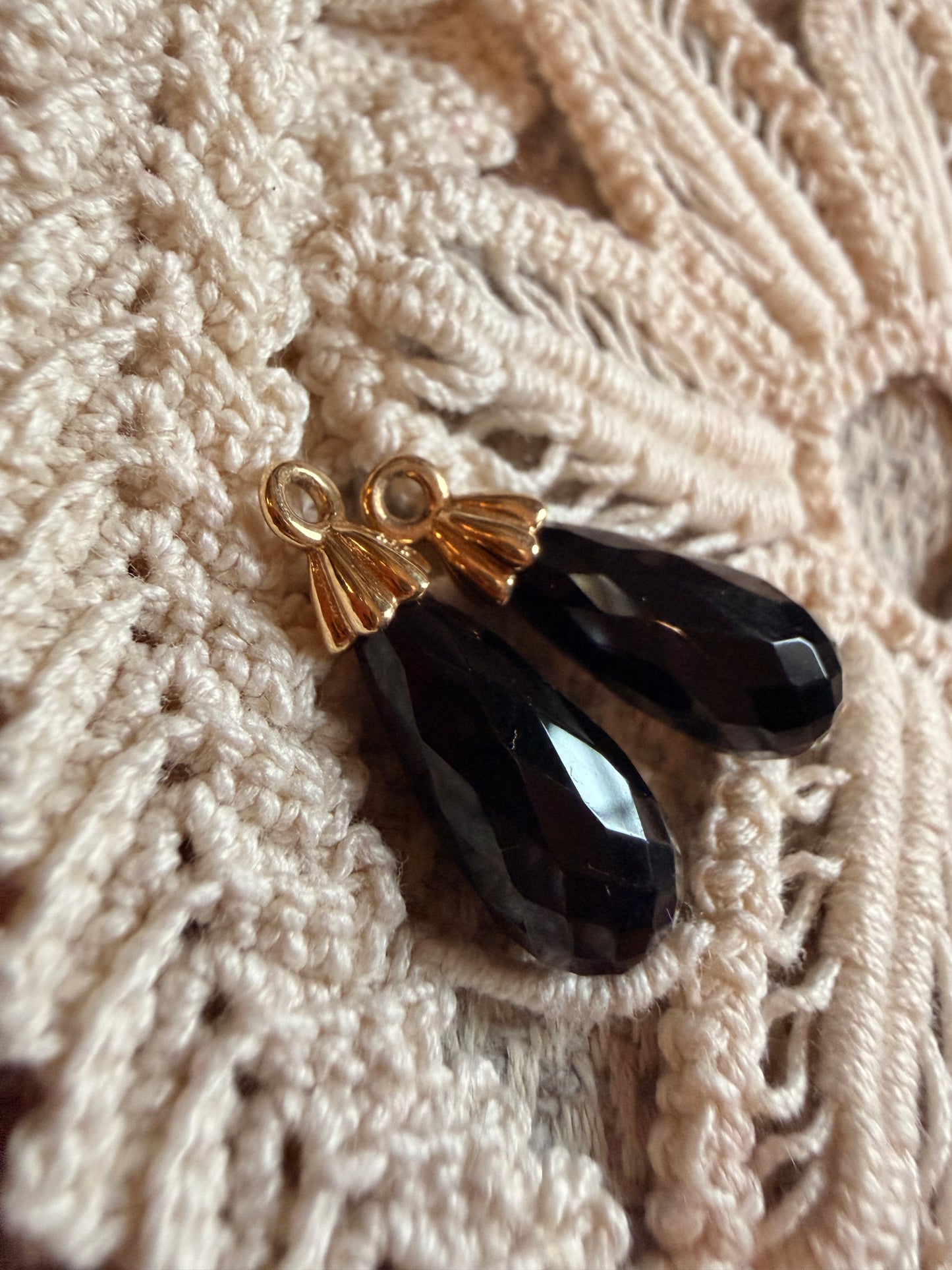 NEW💕 Pandora 14k Yellow Gold Onyx Compose earrings 250434ON