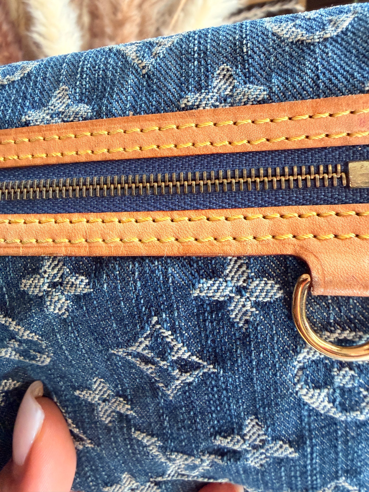 Louis Vuitton Blue Monogram Denim Pochette Plat clutch