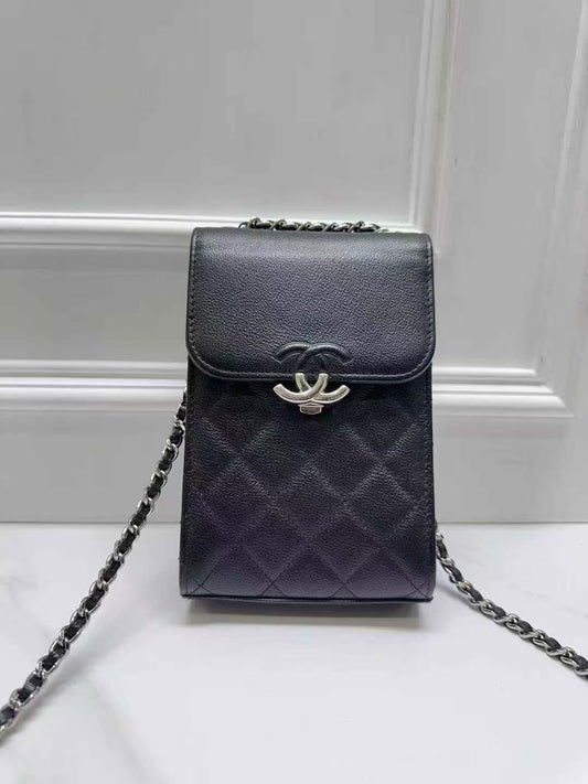 FOR PREORDER ONLY-Chanel Calfskin CC Box Flap Chain