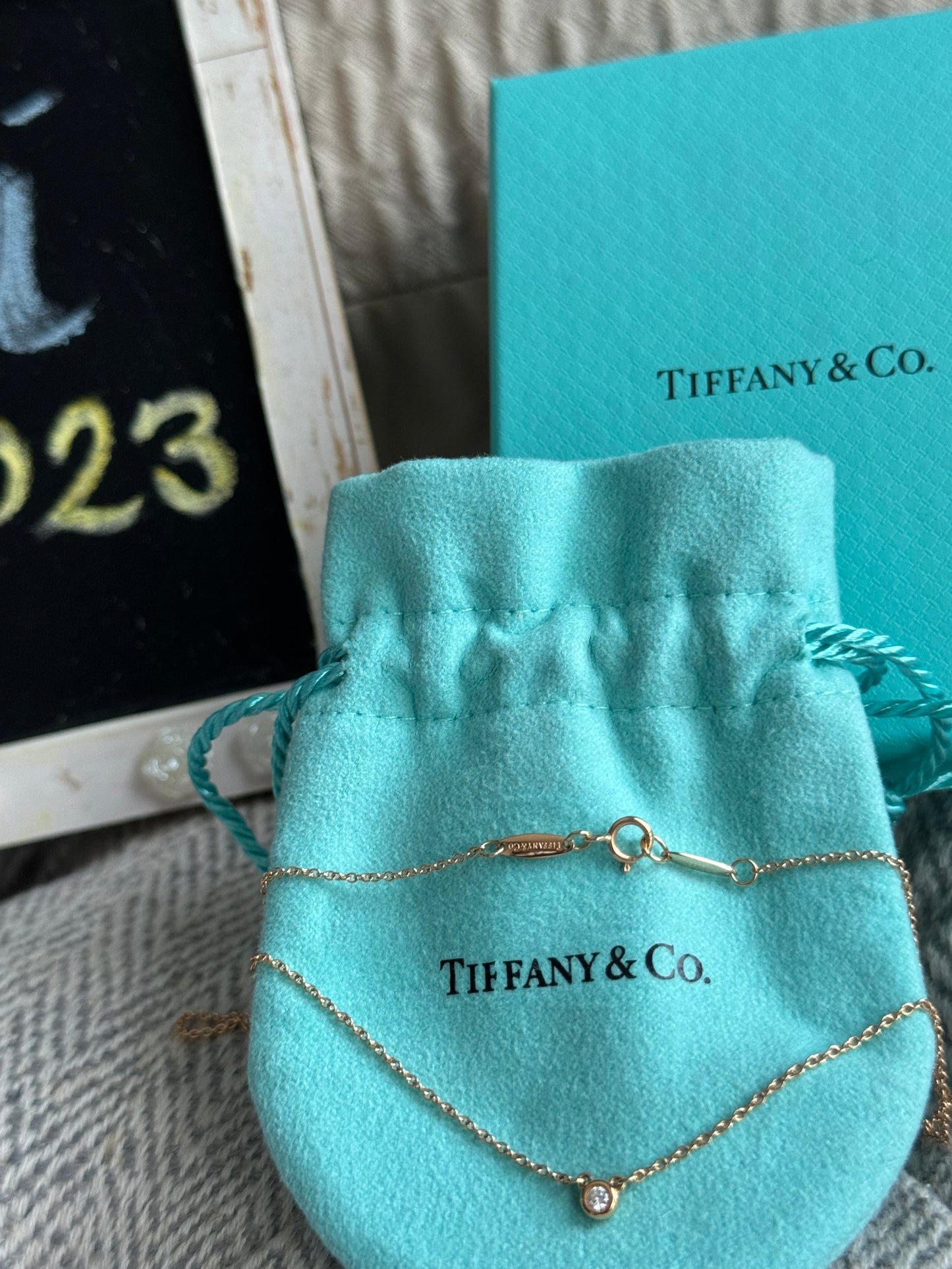 Tiffany&Co Rose Gold Diamond By the Yard Necklace