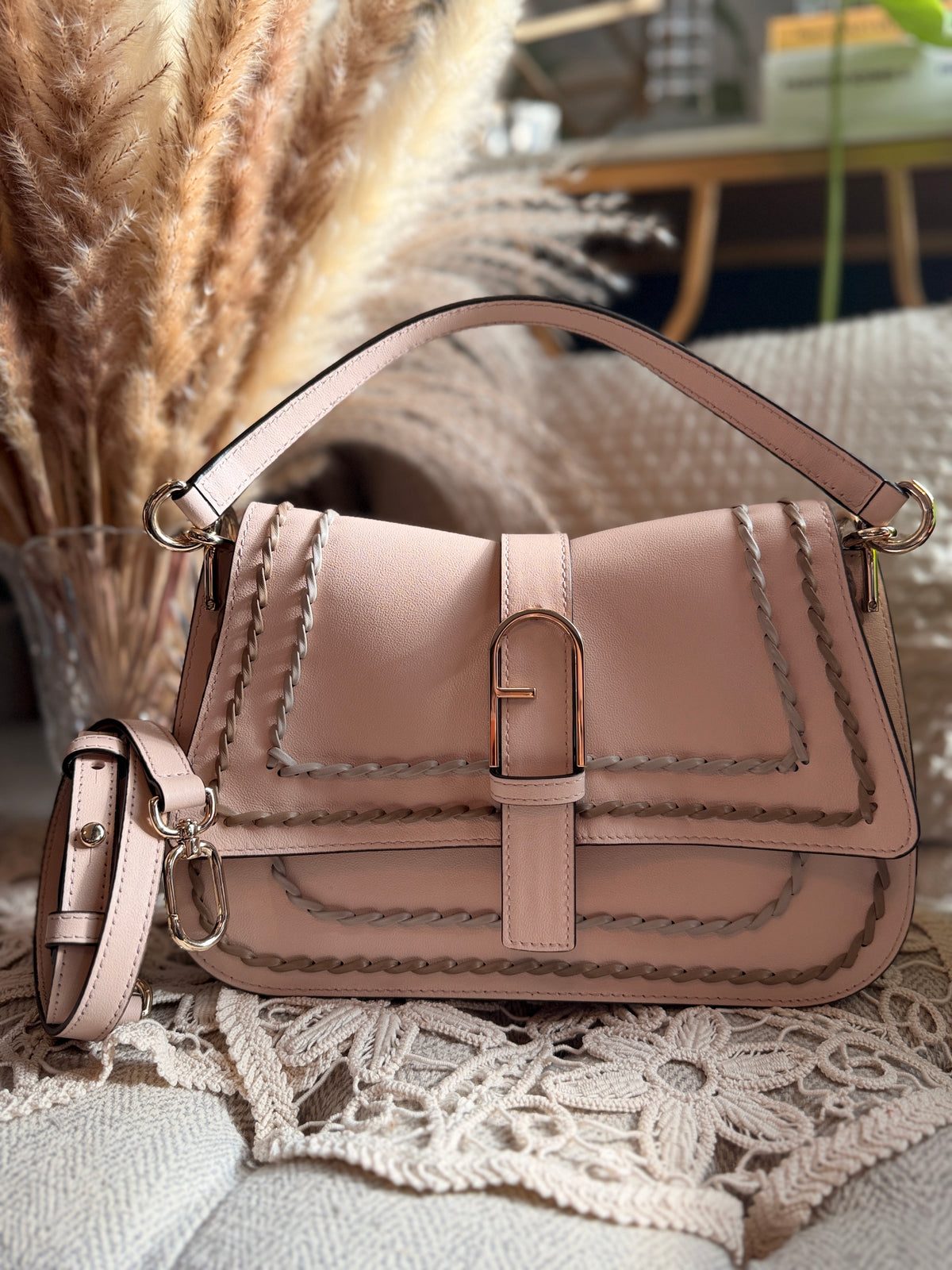 FURLA Blush Pink Leather Shoulder bag/Crossbody
