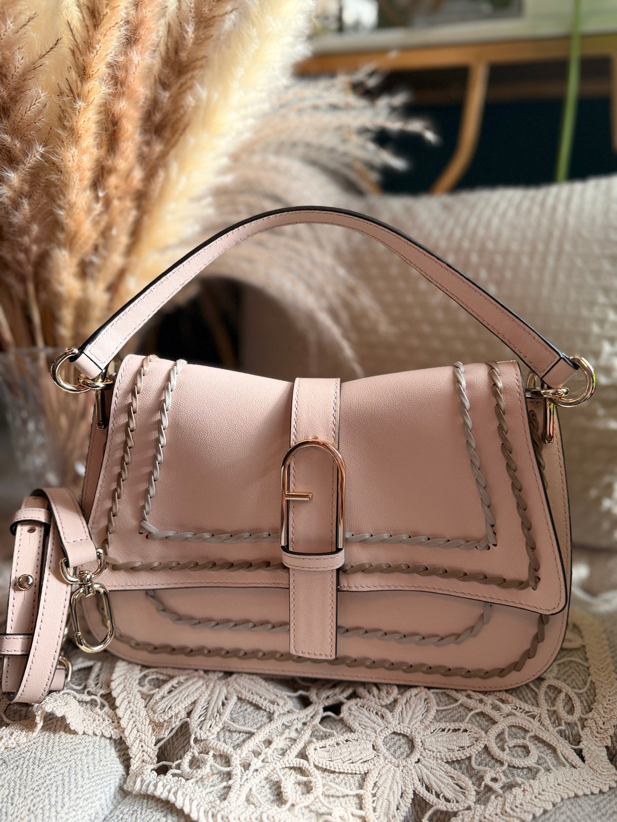 FURLA Blush Pink Leather Shoulder bag/Crossbody