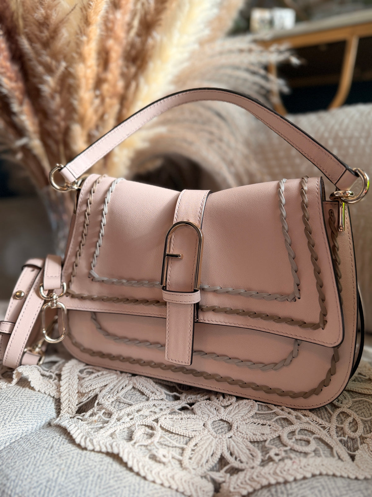 FURLA Blush Pink Leather Shoulder bag/Crossbody